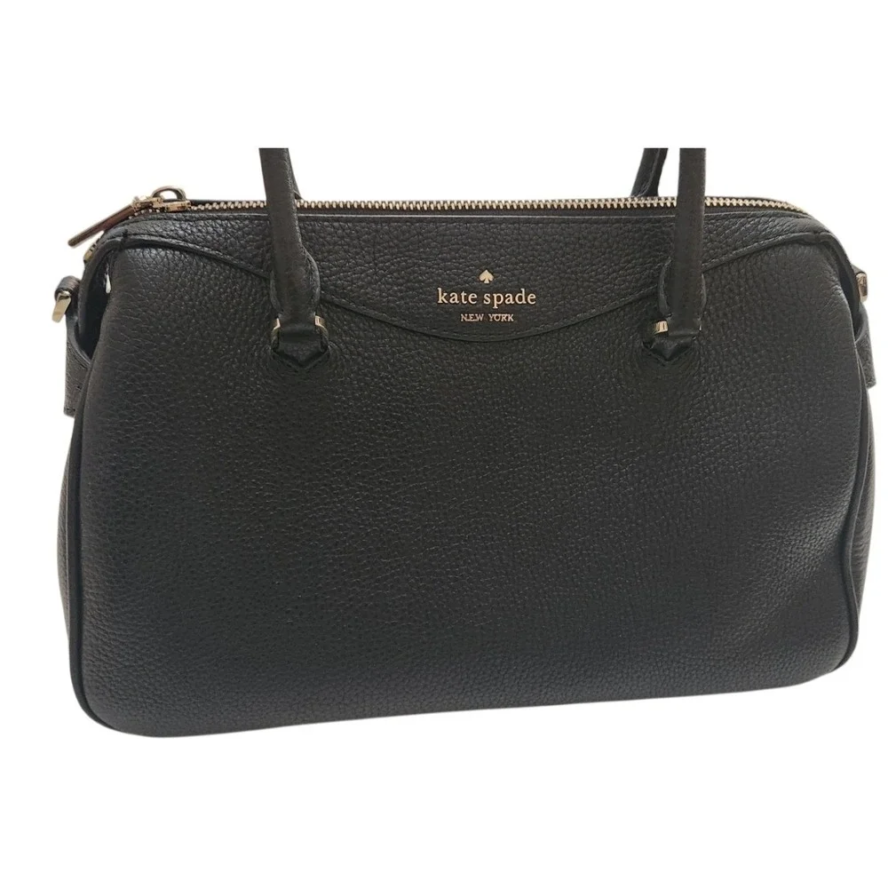 Kate Spade New York Black Pebbled Leather Satchel Gold Hardware Handbag Mimi